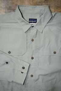 Men Patagonia Island Hopper Long Sleeve Button Front Vented Shirt Size XL Beige