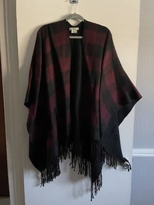 Poncho basso reversibile nero a quadri taglia unica - Foto 1 di 4