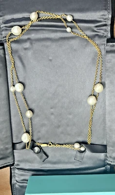 COLLAR TIFFANY & Co ELSA PERETTI PERLAS POR YARDA ESPOLVOREADO EN ORO 18K 36" Foto 1 de 4