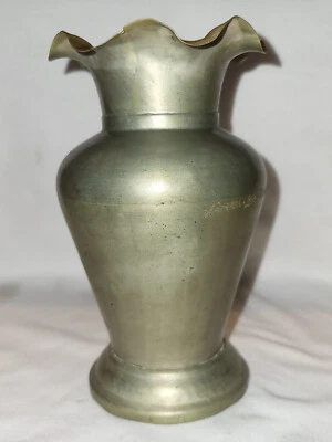 Florero decorativo vintage étnico indio de latón niquelado coleccionable Foto 1 de 4