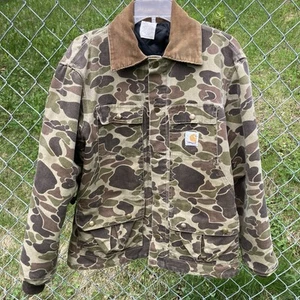 Vintage 80s Carhartt CQ103 Duck Camo Quilt Lined Hunting Jacket Men's Medium - Bild 1 von 17