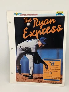 Hoja de página de béisbol 1993 Nolan Ryan Sports Pages Texas Rangers MLB - Imagen 1 de 4