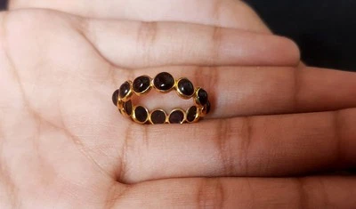 Anillo de banda de eternidad de ónix negro natural - anillo hecho a mano de... - Imagen 1 de 3