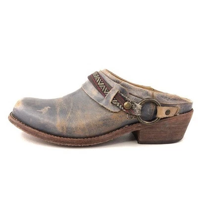 Tamancos femininos Bed Stu Triad 8567 couro azul mula tamanho 8 desgastado sudoeste - Imagem 1 de 4