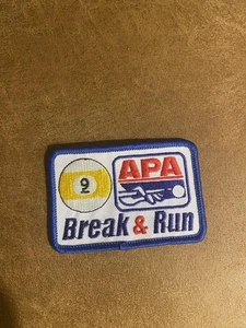 APA Break & Run Patch 9 Ball Pool Embroidered Billiards Award Badge Collectible - Picture 1 of 1