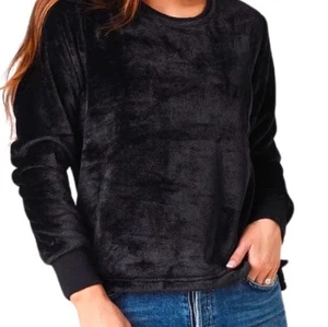 UGG Women's Black Fleece Pullover Sweatshirt Top Size Large - Picture 1 of 4
