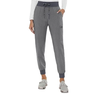 MED COUTURE Touch grau Lamelle meliert Kordelzug Jogginghose Scrub Pants Größe XSP - Bild 1 von 10