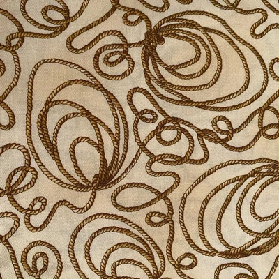 Tela de acolchado de algodón vaquero beige cuerda lazo occidental Yuko Hasegawa RJR telas Foto 1 de 4