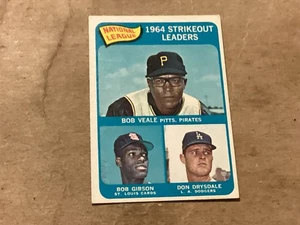 1965 Topps - League Leaders Bob Gibson, Don Drysdale, Bob Veale #12 - Near Mint - Picture 1 of 2
