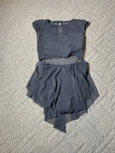 Vestido Disfraz de Patinaje Artístico Baile Para Mujer Patinaje sobre Hielo Gris Spandex Transparente Pequeño - Imagen 1 de 11