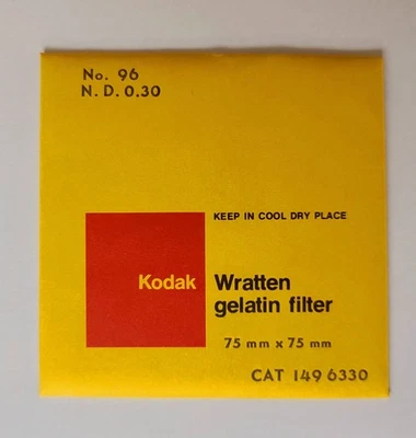 Rare Vintage Kodak Wratten Gelatin Filter No. 96 N.D. 0.30 75mm x 75mm – Sealed - Image 1 of 2