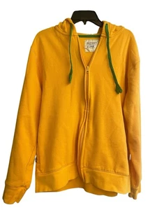 Old Navy Hoodie Sweatshirt Yellow Fleece Lined  Full Zip Y2K Men’s Large - Picture 1 of 16
