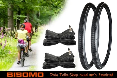 2x Fahrradreifen Reifen 1 1/2 x 28 Zoll 40-635 Reflexstreifen + Schlauch Dunlop - Bild 1 von 4