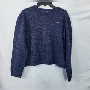 Lacoste Kids Preppy Navy Blue Long Sleeve Wool Blend Preppy Sweater Size 44/L - Picture 1 of 7