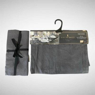 Table Runner & Napkins 100% Linen Gray Farmhouse Minimalist Set - Image 1 of 4