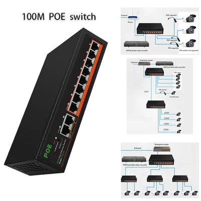Ethernet network switch RJ-45 LAN Adapter 100M POE switch Internet Splitter HUB - Image 1 of 4