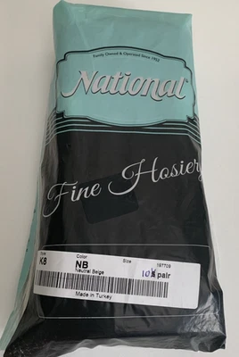 Medias National Finas Transparentes Hasta la Rodilla Beige Neutro 10 Pares Nuevo Paquete Foto 1 de 4