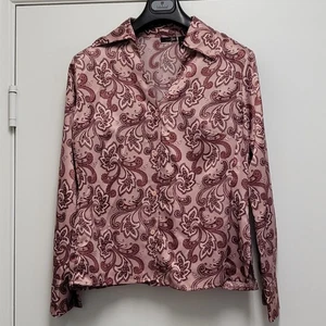 East 5th Womens Button Up Shirt Top Size 16 Satin Boho Floral Long Sleeve - Picture 1 of 14