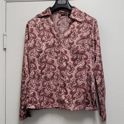 Camisa Top East 5th para Mujer con Botones Talla 16 Satén Boho Floral Manga Larga Foto 1 de 4