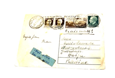 Italy To-Hifa PALISTINE Overprint Postal Stationery 10c Card 1920 CDS RARE. - Image 1 of 4