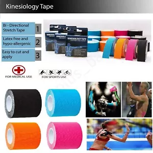 KINESIOLOGY TAPE KT ELASTIC VIBRANT ROLLS PHYSIO MUSCLE SUPPORT SPORTS INJURY - Picture 1 of 11