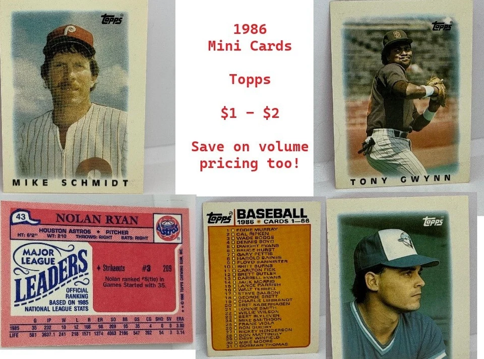 1986 Topps Baseball Mini Leaders - Pick a Card - $1 to $2 only b6 - Image 1 of 1