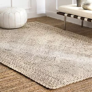 nuLOOM Braided Yvette Trellis Area Rug in Natural Casual Moroccan Design - Picture 1 of 5