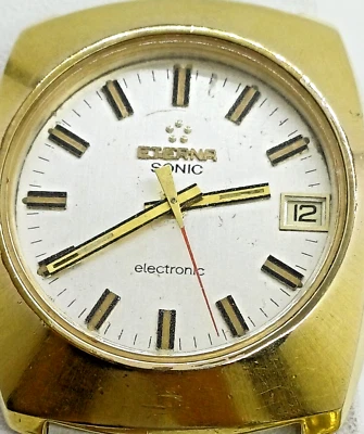 RELÓGIO MASCULINO ETERNA SONIC ELECTRONIC 1550-9162 MOV. GARFO DE AJUSTE DOURADO. Micron P 40 - Imagem 1 de 4