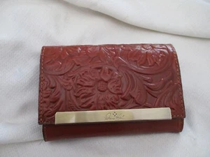 PATRICIA NASH TOOLED Cartera de cuero genuino lotes ranuras clutch todo en uno - Imagen 1 de 3