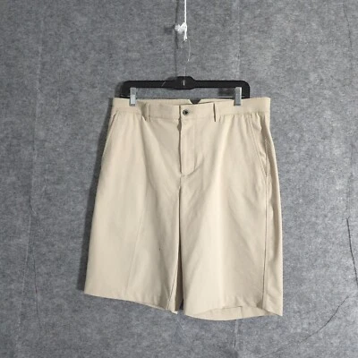 Dunning 高尔夫短裤男式 32 棕色斜纹布平底休闲纯色 9 英寸内缝学院风 — 第 1/4 张图片