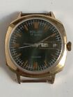 Vintage Ussr Made Poljot Black Dial Gold Plated Au10 Cal. 2614.2H Working Well