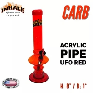 INHALE® 1X8" UFO SHAPE ACRYLIC HOOKAH WATER PIPE WITH A CARB MADE IN THE USA - Picture 1 of 2