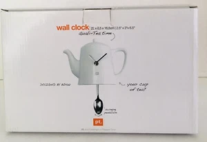 Quali-Tea Time Swinging Pendulum Quartz Wall Clock White Designed by Box 32 - Picture 1 of 7