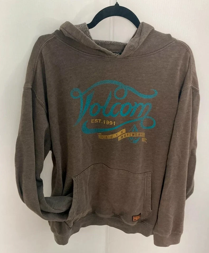 Volcom Men's Size Large Brown Hoodie Long Sleeve Pullover Sweatshirt - Image 1 of 4