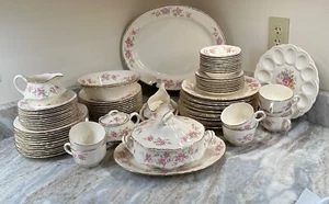 Homer Laughlin China Dinner Set Porcelain Floral Pink Yellow USA VTG *Choice* - Picture 1 of 86