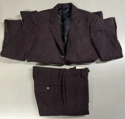 J.CREW Ludlow 2 Piece Suit Moon British Wool Blazer 36R Pants 28x32 Slim - Plaid - Image 1 of 4