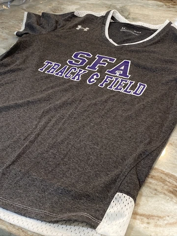 Womens Under Armour Track and Field SFA Shirt Medium Gray Short Sleeve Cover