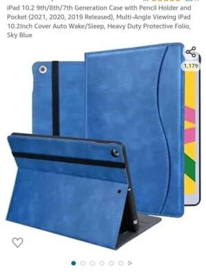 iPad Case/Stand Blue "Leather" Design - Image 1 of 4