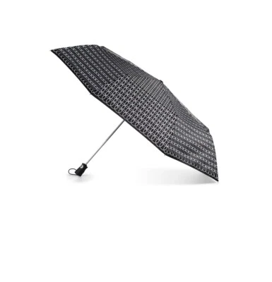 Totes Auto Open Close Embroidered Black White Umbrella NWT - Image 1 of 3