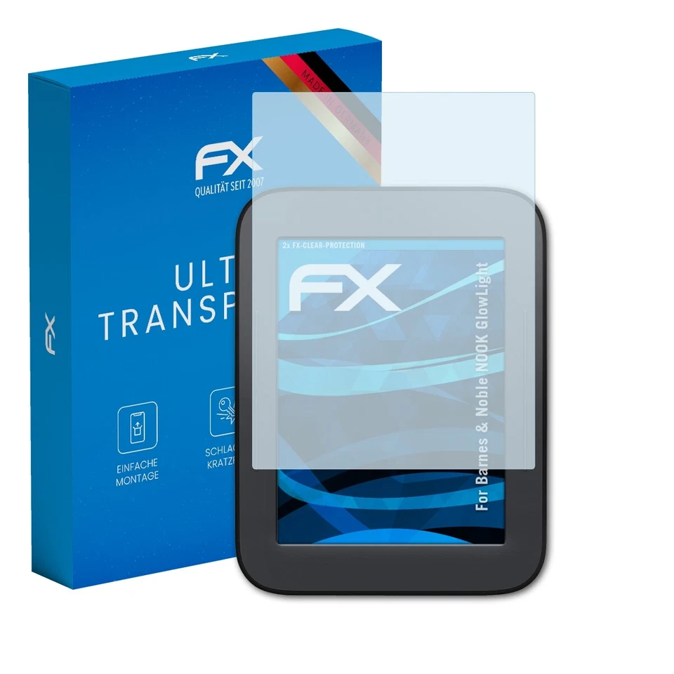 atFoliX 2x Displayschutzfolie für Barnes & Noble NOOK GlowLight Schutzfolie klar - Bild 1 von 4