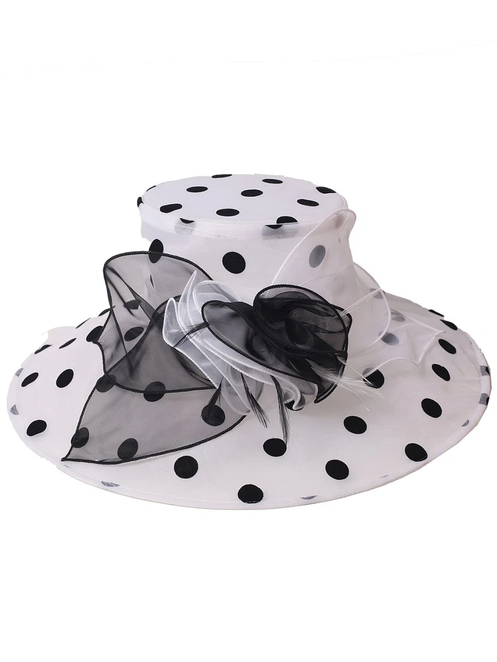 White Kentucky Dots Fascinator Hat For Women Lady Tea Party Wedding Derby Hats - Image 1 of 4