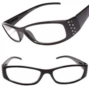 Lesebrille Strass schwarz Kunststoff rechteckig Gestell Damen 2,25 - Bild 1 von 4