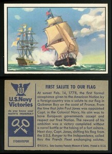 1954 Bowman Naval Victories #10 First Salute to Our Flag EX/NM **AA-11891**
