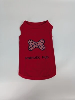 Camiseta Casual Canino Patriótico Cachorro Bandera Americana Hueso de Perro S/M 4 de Julio Foto 1 de 4
