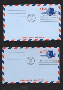 1965–67 JFK Airmail FDCs UC38 & UC39 – Unaddressed Pair - Picture 1 of 2