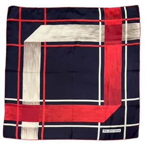 Vintage Seidentuch Balenciaga marineblau, rot und weiß - Bild 1 von 4
