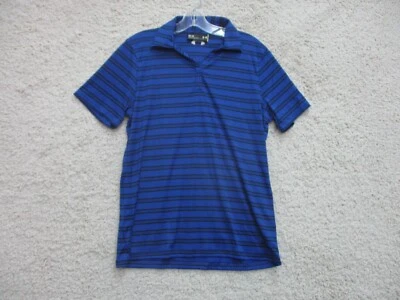 NEW Under Armour Polo Shirt Medium Adult Navy Blue Golf Striped Loose Womens $50 - Image 1 of 4