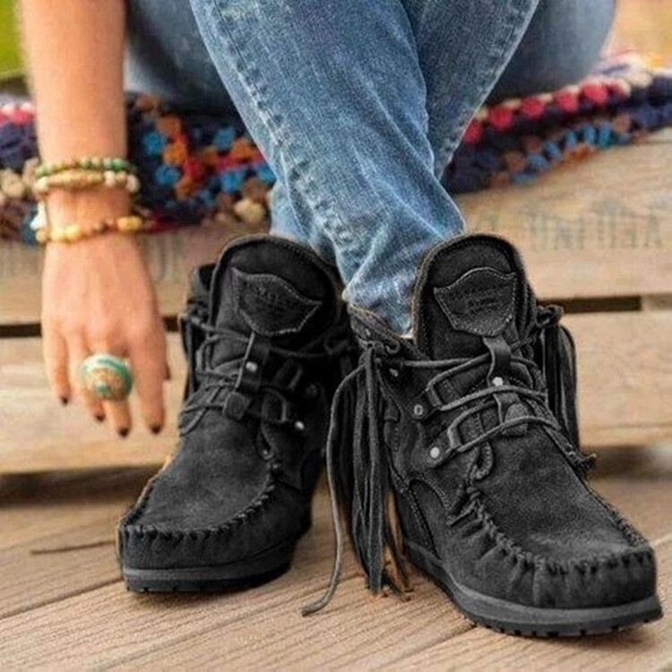 Women's Moccasin Boots Flat Suede 