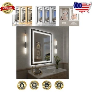 Anti-Fog & Dimmable Frontlit/Backlit 36x28 LED Mirror - Stylish Bathroom Upgrade - Picture 1 of 10