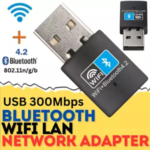 USB 300Mbps Bluetooth WiFi Wireless LAN Network Internet Adapter 802.11n/g/b - Picture 1 of 9